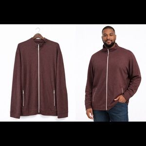 Perry Ellis Men’s Maroon Zip Up Jacket 3XL Tall Mock Neck Casual Sweatshirt